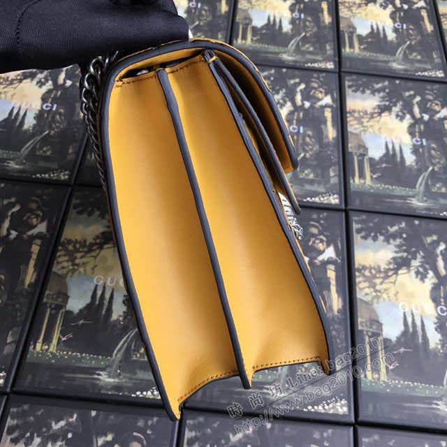 Gucci包 古馳新款女包 Gucci酒神包 400235黃蔓藤 Gucci鏈條斜挎女包 Gucci肩背包  gdj1018